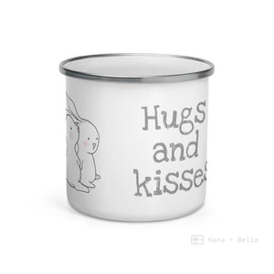 Rabbits Enamel Mug / Hugs And Kisses Cup Mugs