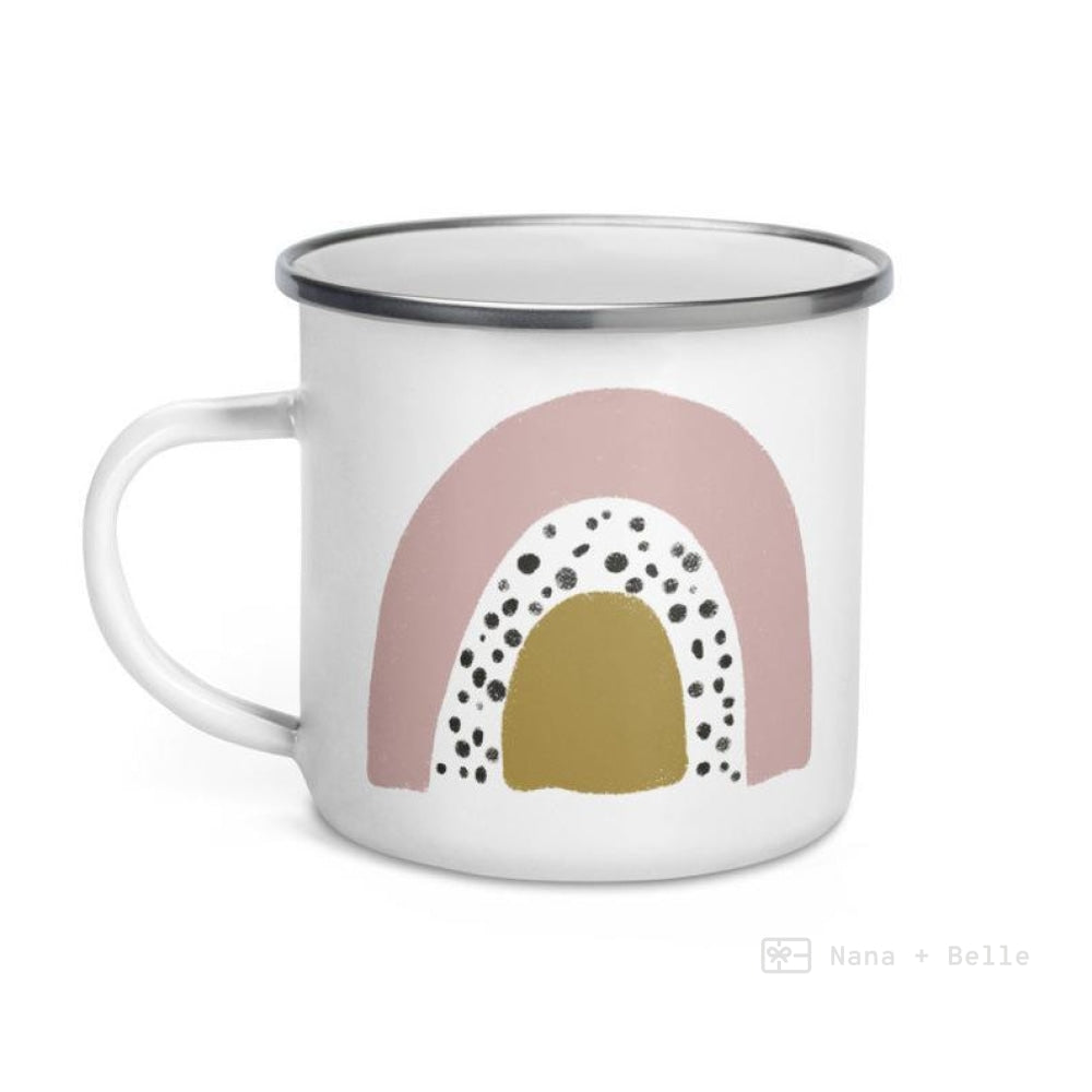 Rainbow Black Dots Enamel Mug / Rainbow Cup Mugs