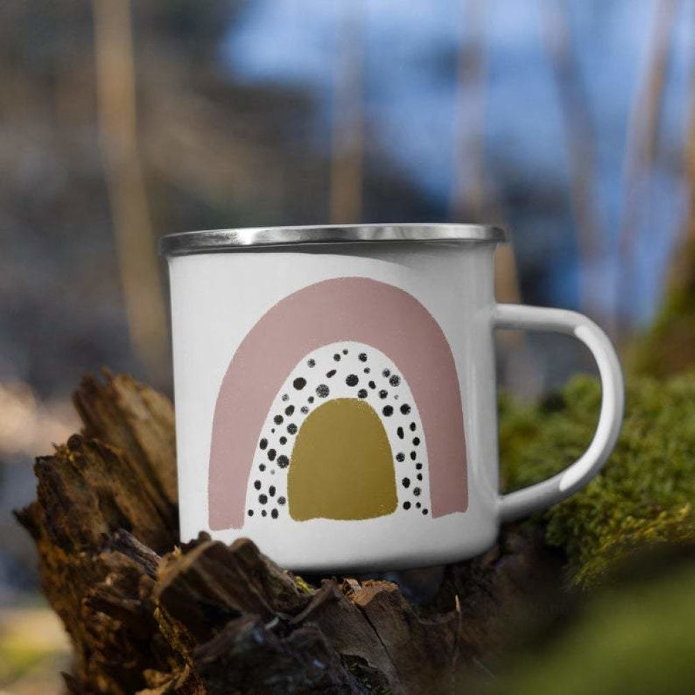 Rainbow Black Dots Enamel Mug / Rainbow Cup Mugs