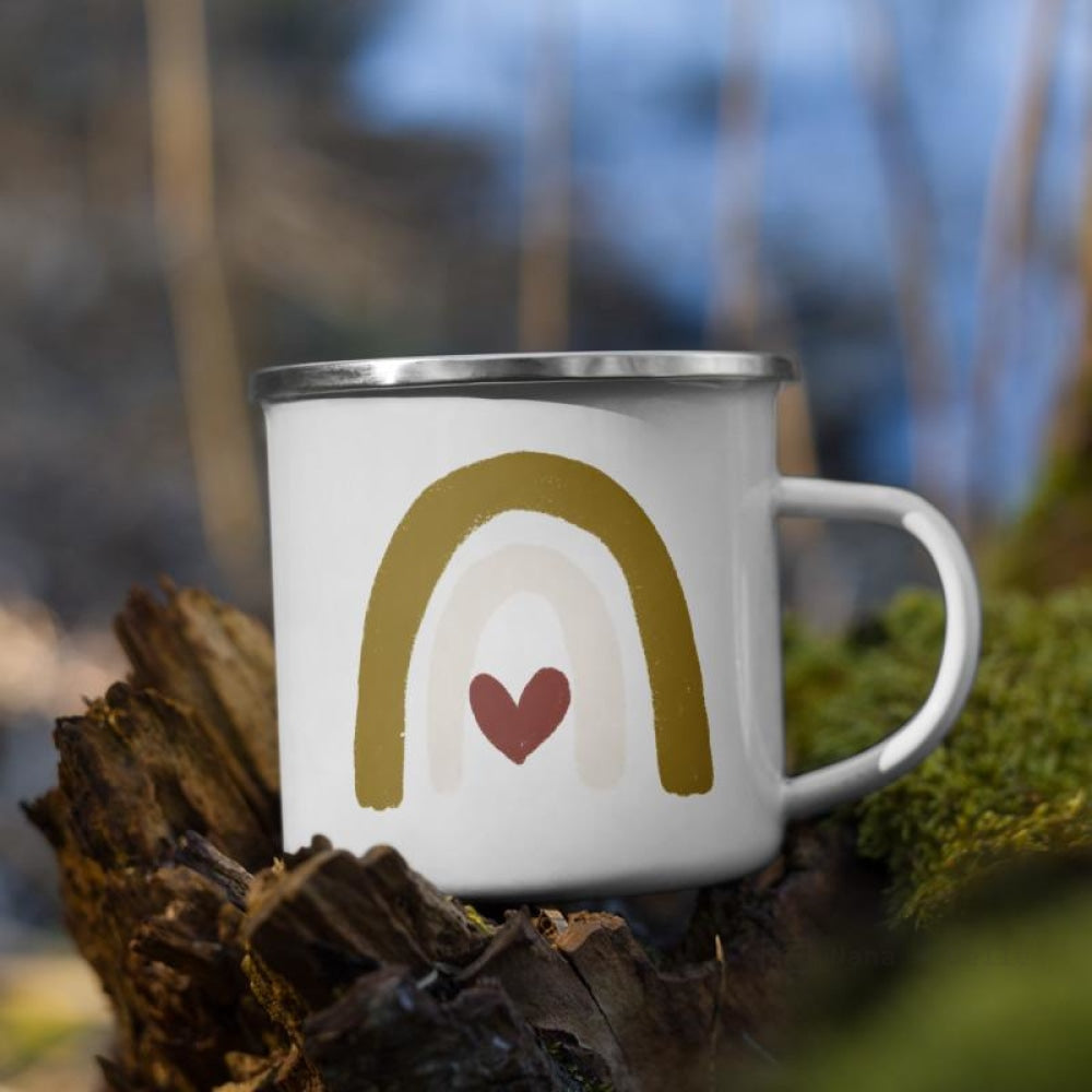 Rainbow Heart Enamel Mug / Rainbow Cup Mugs