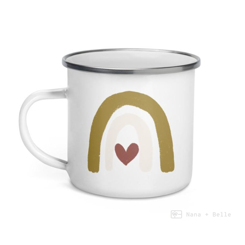 Rainbow Heart Enamel Mug / Rainbow Cup Mugs