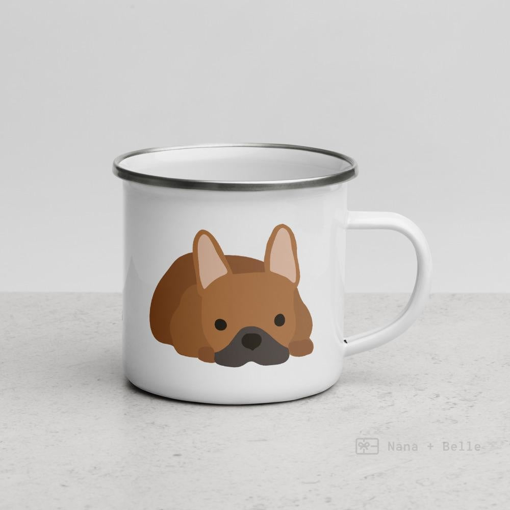 Red Fawn French Bulldog Frenchie Enamel Mug Mugs