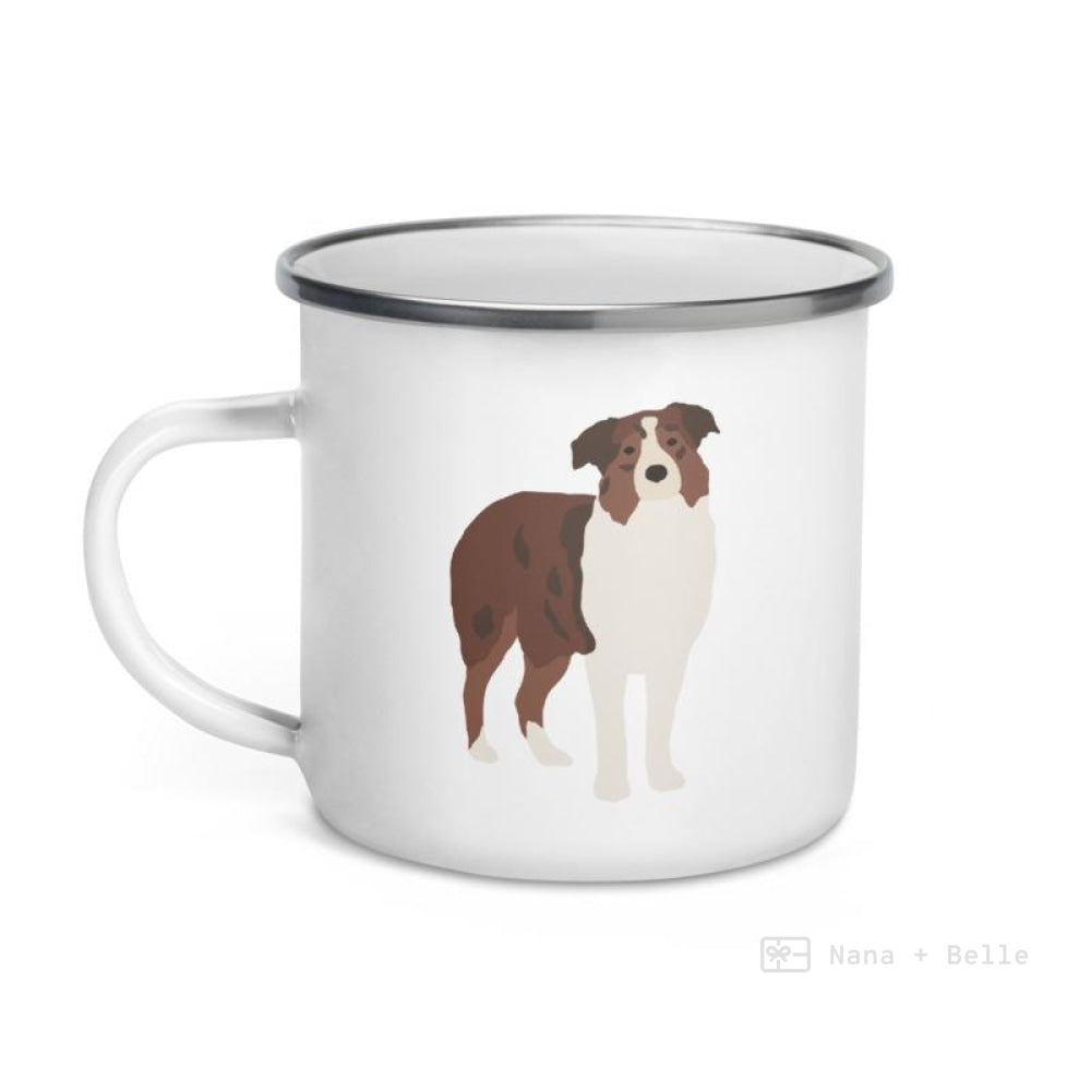 Red Tricolor Australian Shepherd Dog Enamel Mug / Cup