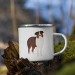 Load image into Gallery viewer, Red Tricolor Australian Shepherd Dog Enamel Mug / Cup
