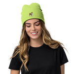 Load image into Gallery viewer, Shiba Inu embroidered ribbed knit beanie
