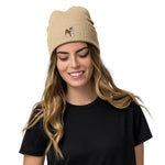 Load image into Gallery viewer, Shiba Inu embroidered ribbed knit beanie
