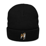 Load image into Gallery viewer, Shiba Inu embroidered ribbed knit beanie
