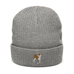 Load image into Gallery viewer, Shiba Inu embroidered ribbed knit beanie
