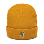 Load image into Gallery viewer, Shiba Inu embroidered ribbed knit beanie
