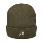 Load image into Gallery viewer, Shiba Inu embroidered ribbed knit beanie
