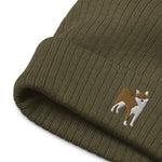 Load image into Gallery viewer, Shiba Inu embroidered ribbed knit beanie
