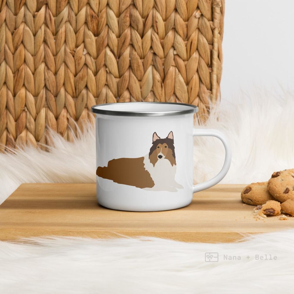 Sable Merle Rough Collie enamel mug, kids unbreakable cup, enamel mug, Sable Merle Rough Collie cup, chocolate mug - Nana + Belle