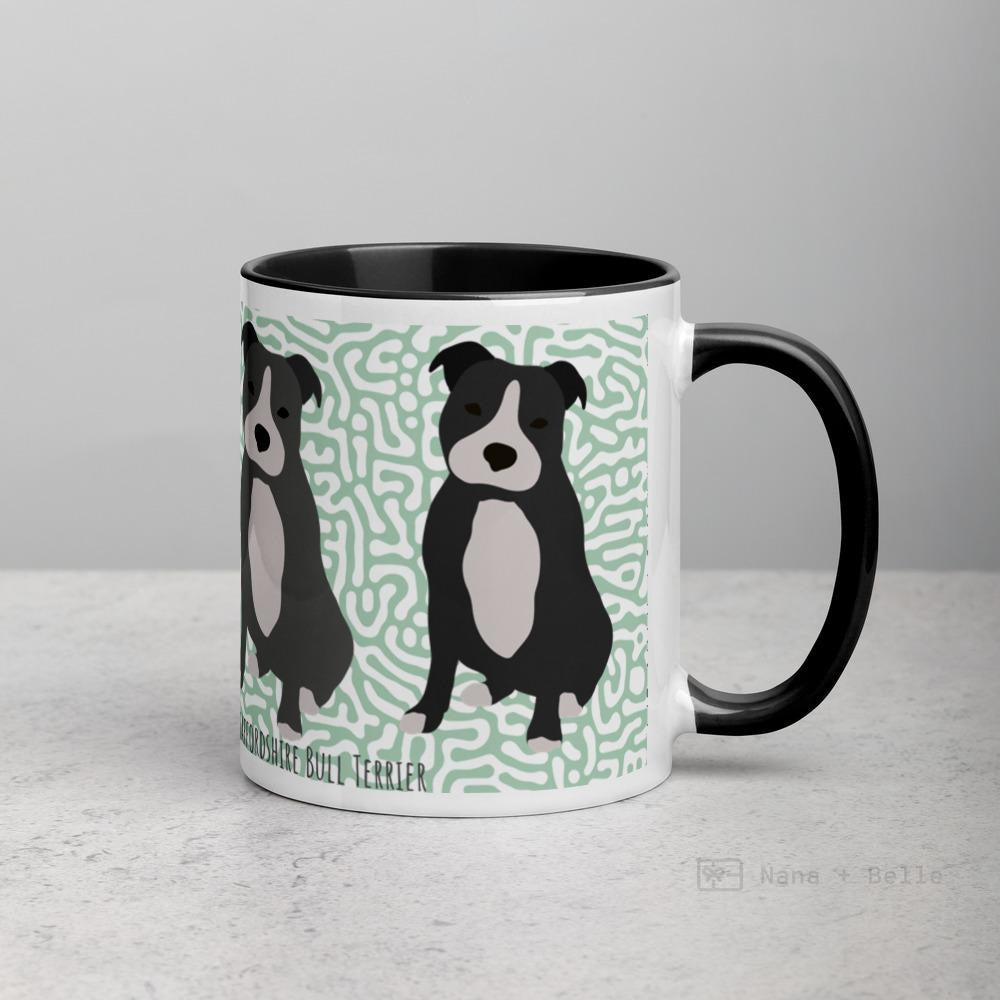 Staffordshire Bull Terrier Mug With Colour Inside Black Mugs