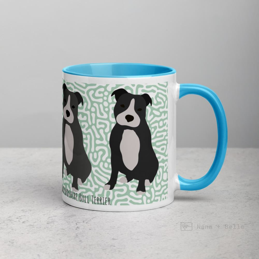 Staffordshire Bull Terrier Mug With Colour Inside Blue Mugs