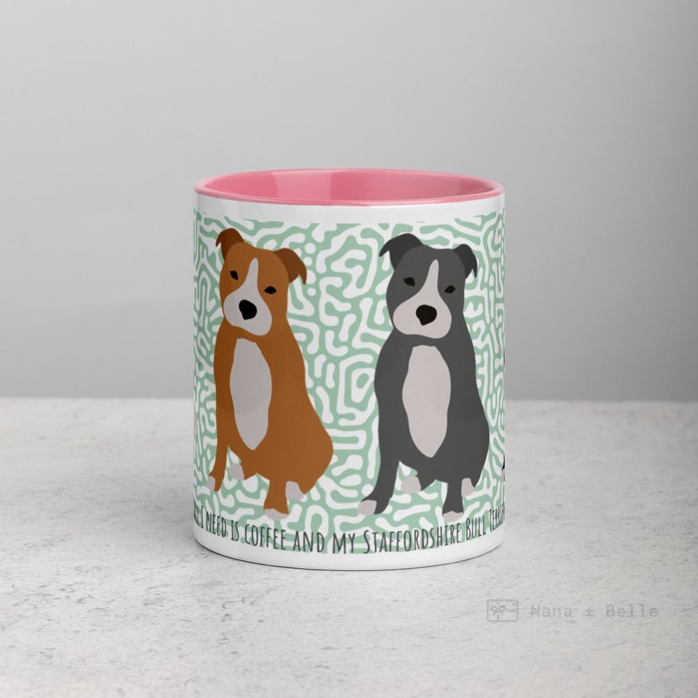 Staffordshire Bull Terrier Mug With Colour Inside Mugs