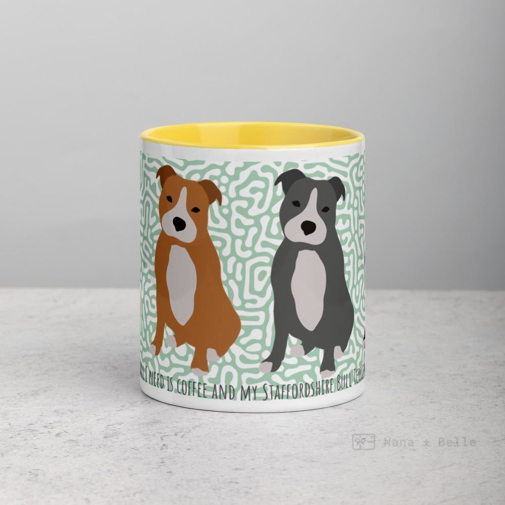 Staffordshire Bull Terrier Mug With Colour Inside Mugs