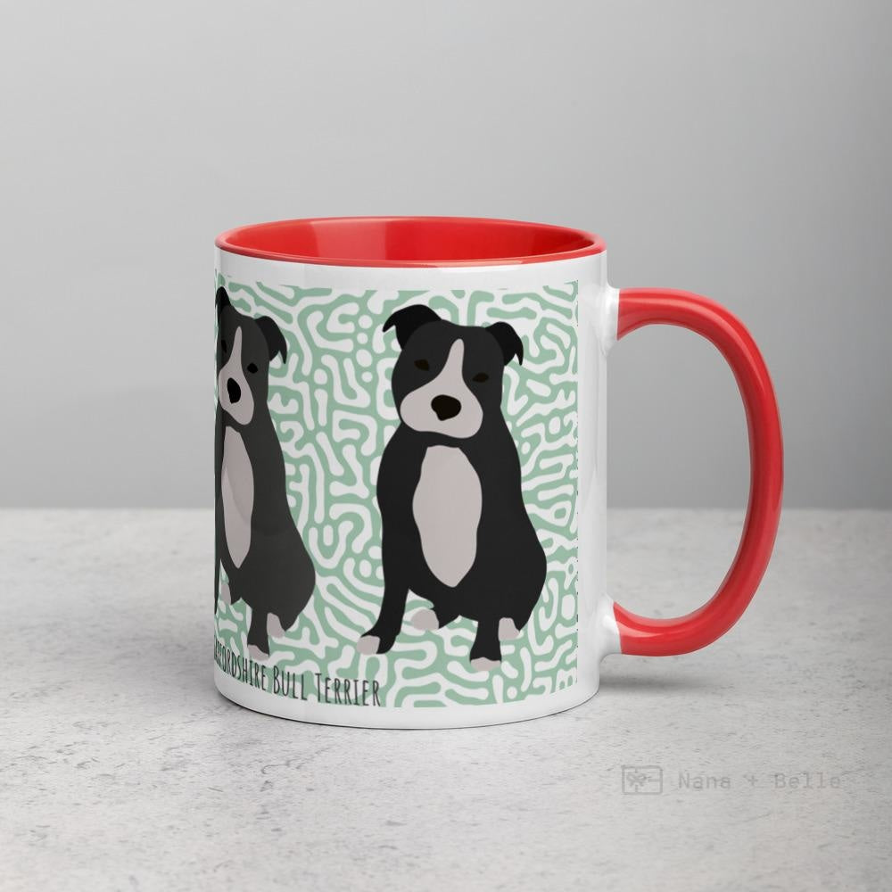 Staffordshire Bull Terrier Mug With Colour Inside Red Mugs