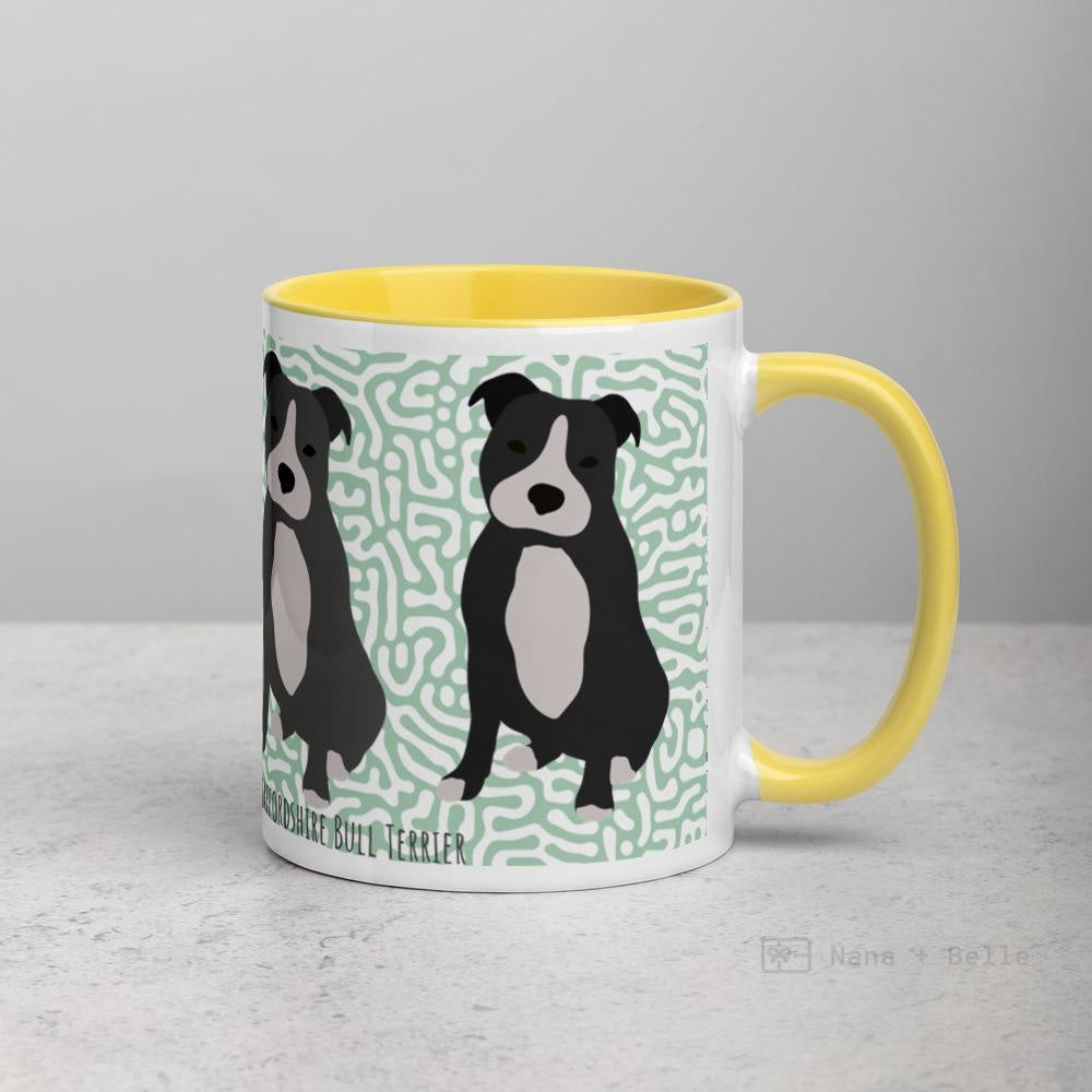 Staffordshire Bull Terrier Mug With Colour Inside Yellow Mugs