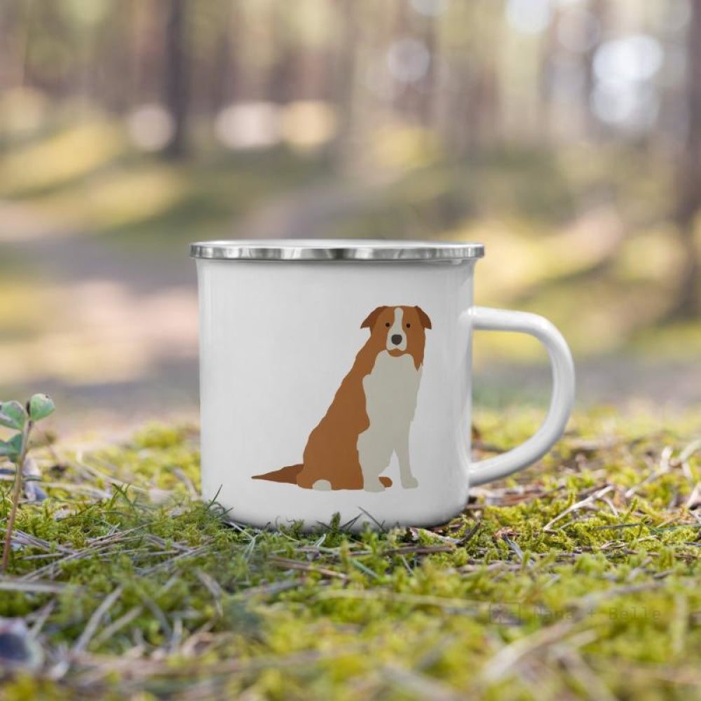 Grey Border Collie Dog Enamel Mug / Cup Mug