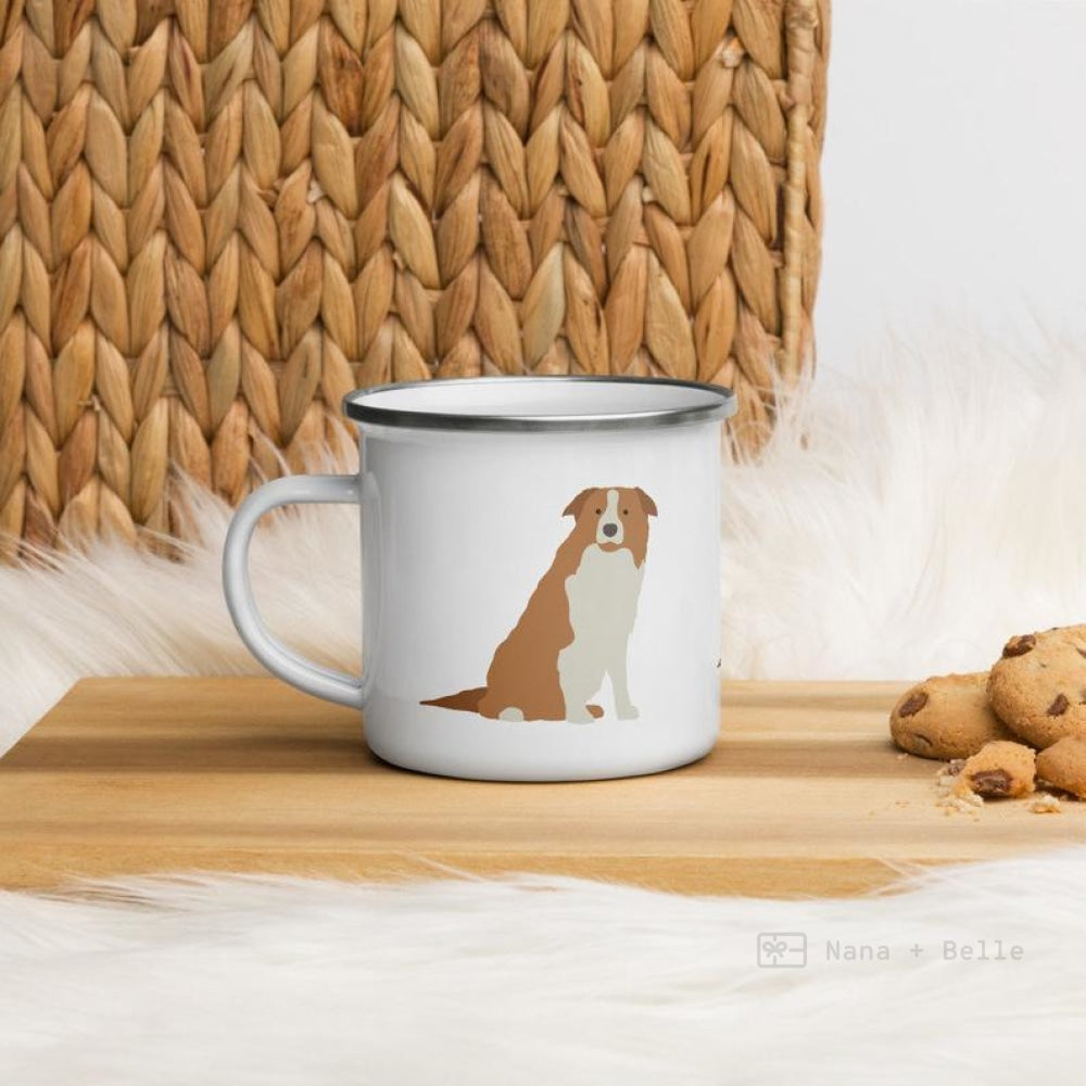 Tan Border Collie Dog Enamel Mug / Cup Mugs