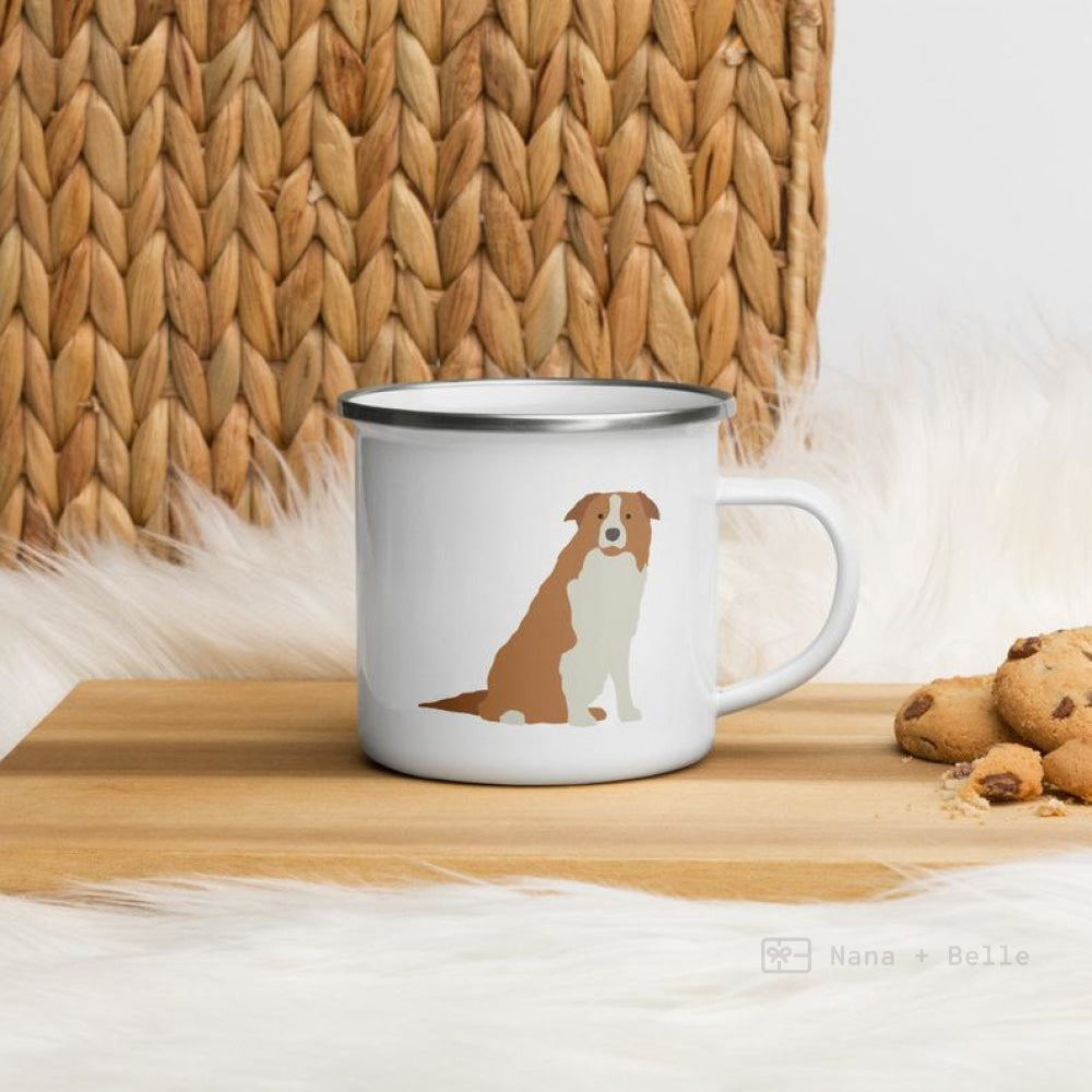 Tan Border Collie Dog Enamel Mug / Cup Mugs