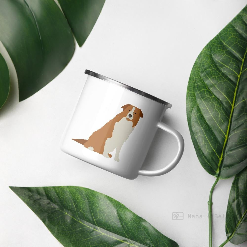 Grey Border Collie Dog Enamel Mug / Cup Mug