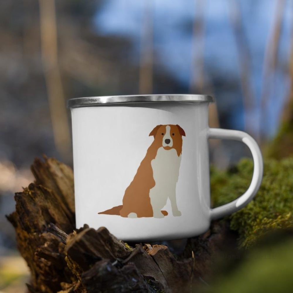 Grey Border Collie Dog Enamel Mug / Cup Mug