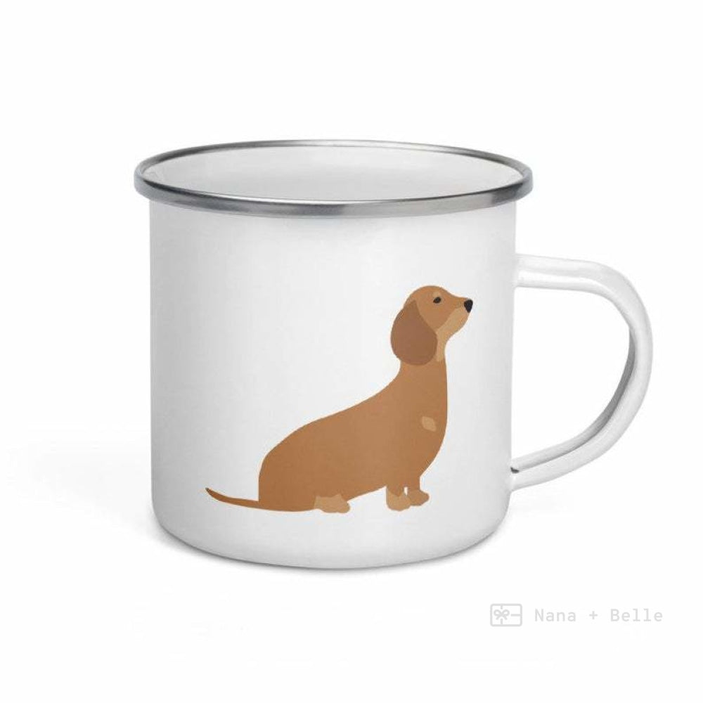 Chocolate And Tan Dachshund Enamel Mug / Cup Mugs