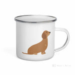 Load image into Gallery viewer, Chocolate And Tan Dachshund Enamel Mug / Cup Mugs
