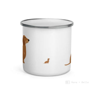 Chocolate And Tan Dachshund Enamel Mug / Cup Mugs