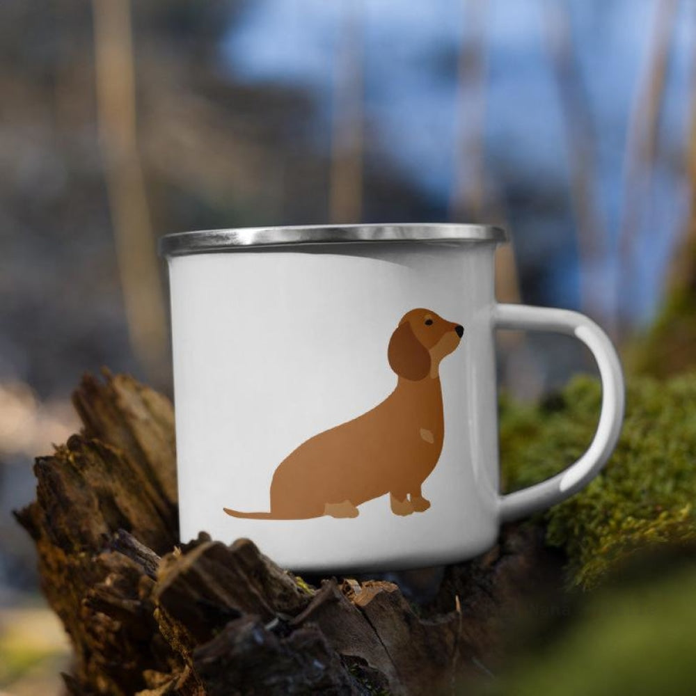 Chocolate And Tan Dachshund Enamel Mug / Cup Mugs