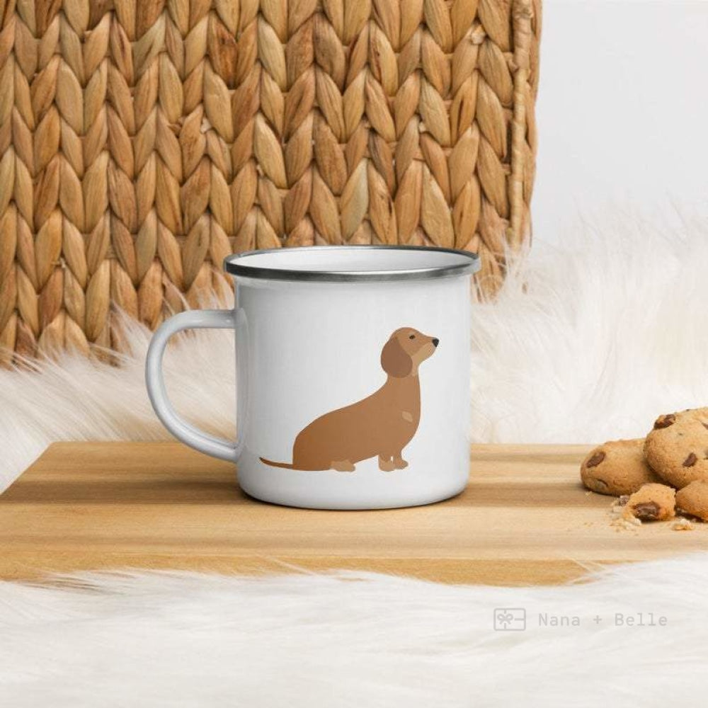 Chocolate And Tan Dachshund Enamel Mug / Cup Mugs