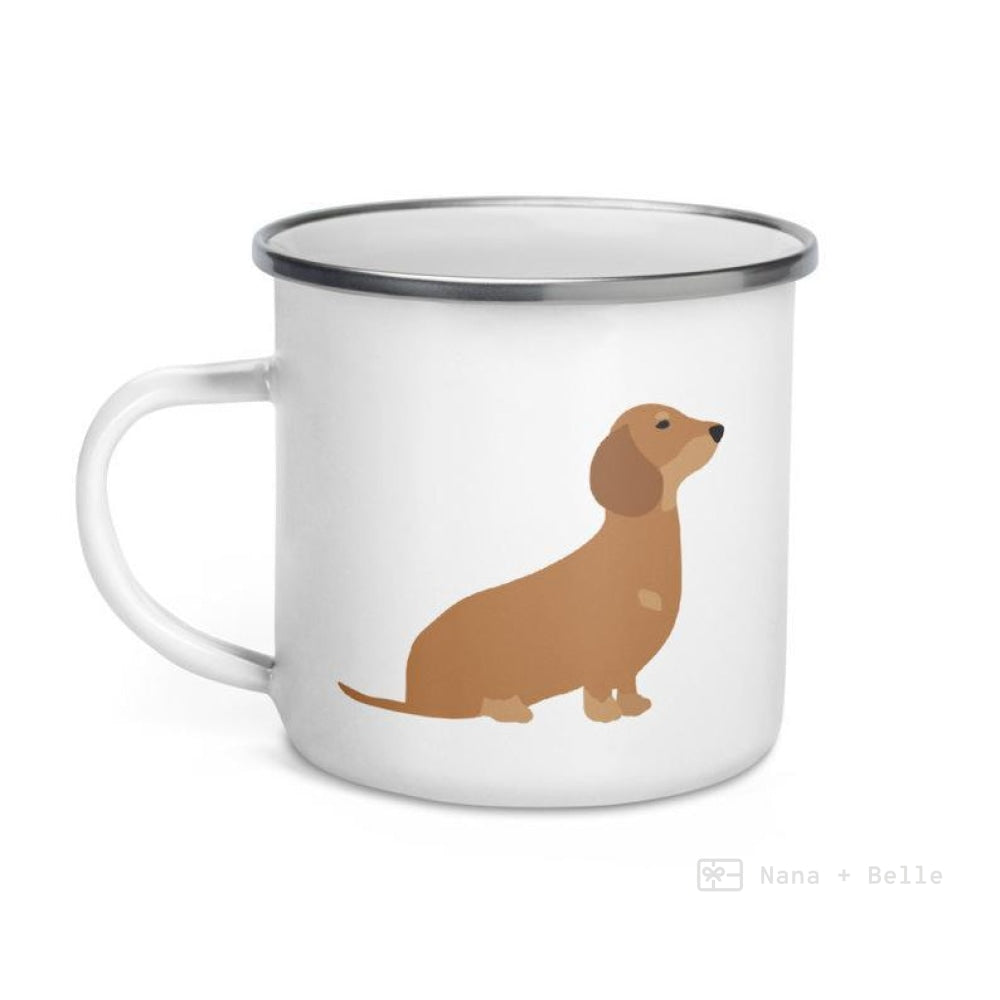 Chocolate And Tan Dachshund Enamel Mug / Cup Mugs