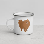 Load image into Gallery viewer, Tan Pomeranian Enamel Mug Mugs
