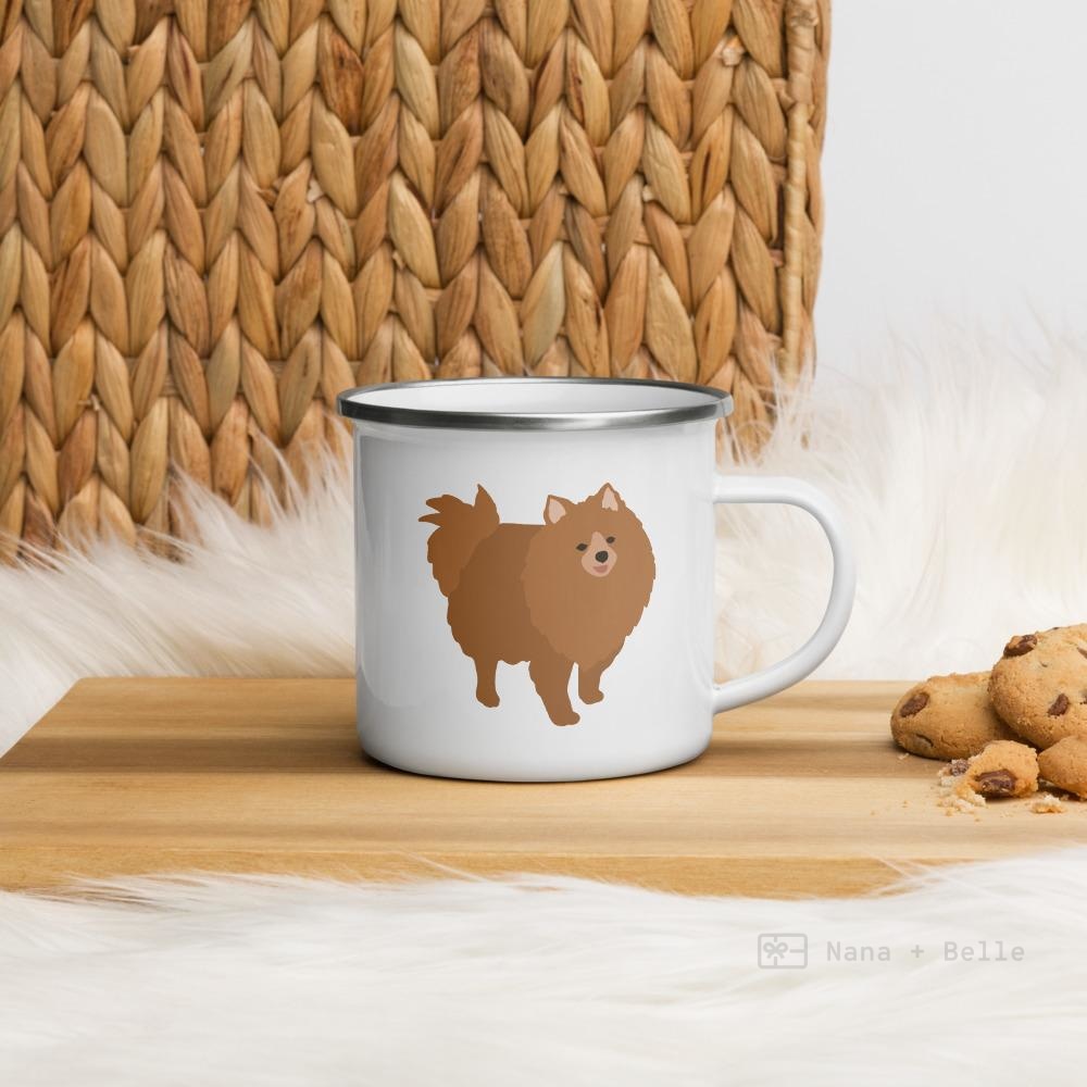 Tan Pomeranian Enamel Mug Mugs