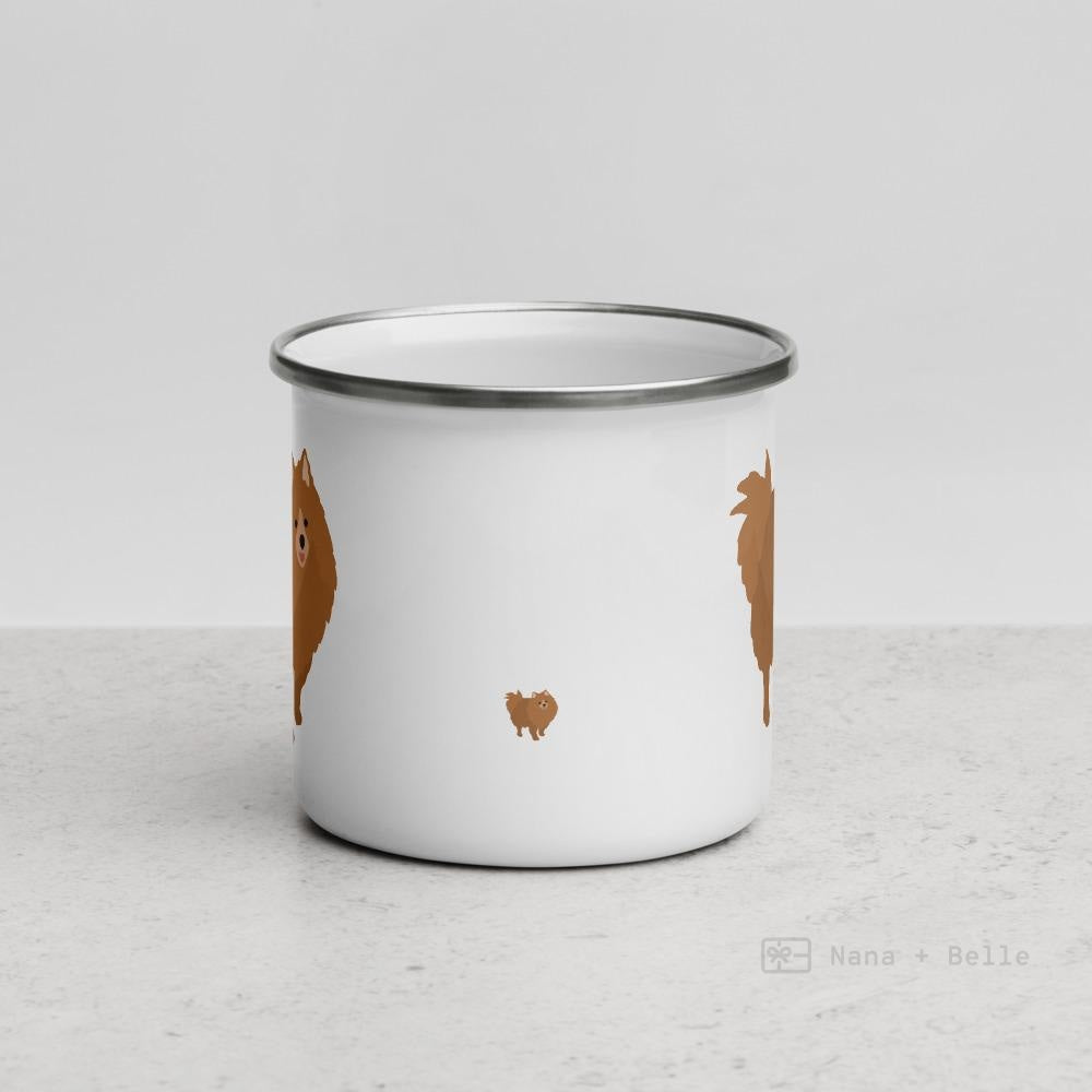 Tan Pomeranian Enamel Mug Mugs