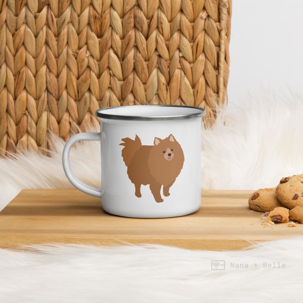 Tan Pomeranian Enamel Mug Mugs