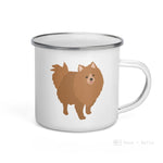 Load image into Gallery viewer, Tan Pomeranian Enamel Mug Mugs
