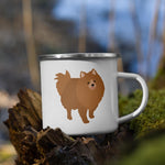 Load image into Gallery viewer, Tan Pomeranian Enamel Mug Mugs
