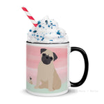 Load image into Gallery viewer, Pug Mug With Color Inside Black Mugs
