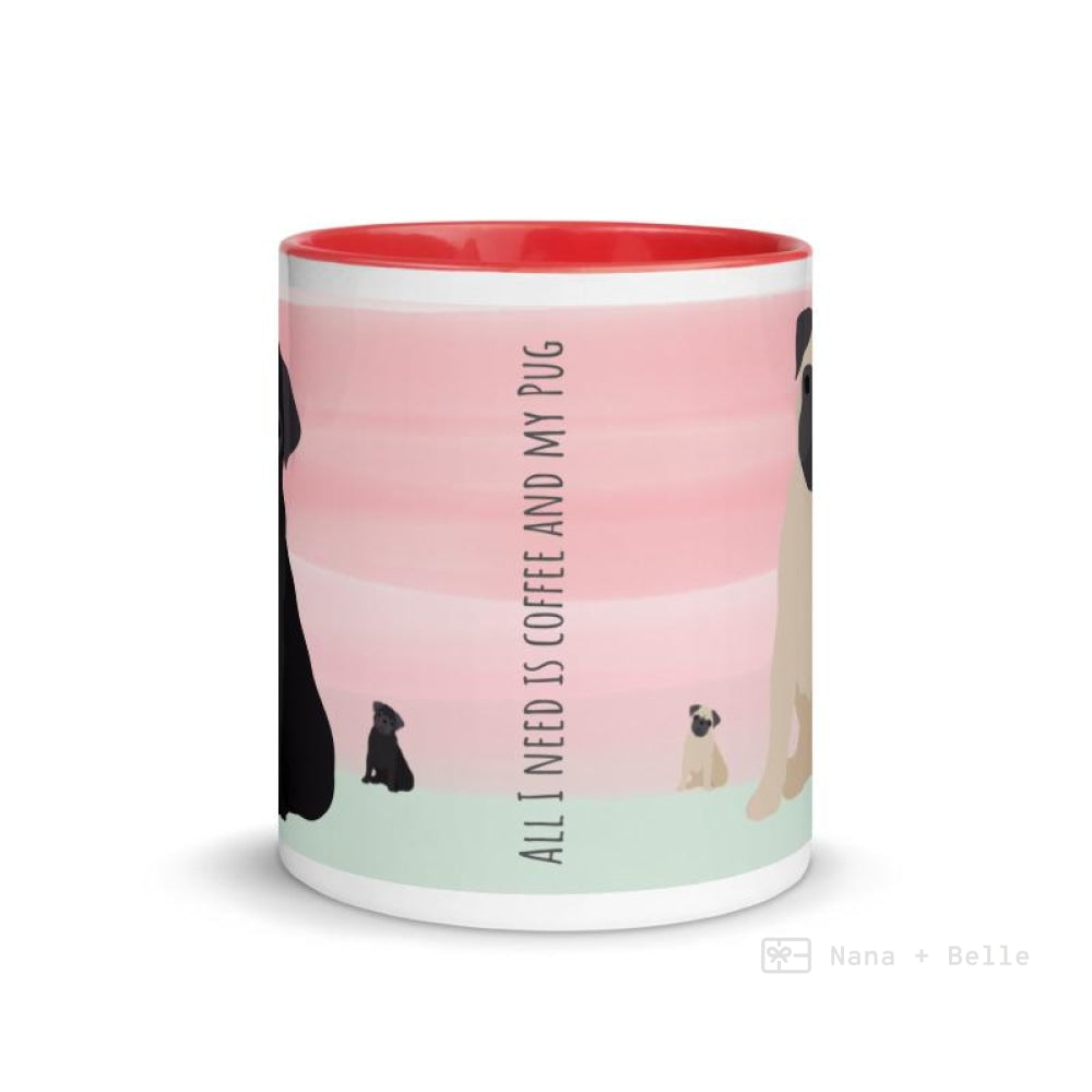 Pug Mug With Color Inside Mugs