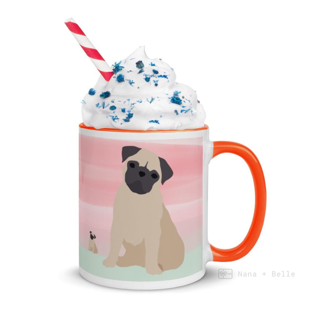 Pug Mug With Color Inside Orange Mugs