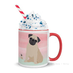 Load image into Gallery viewer, Pug Mug With Color Inside Red Mugs
