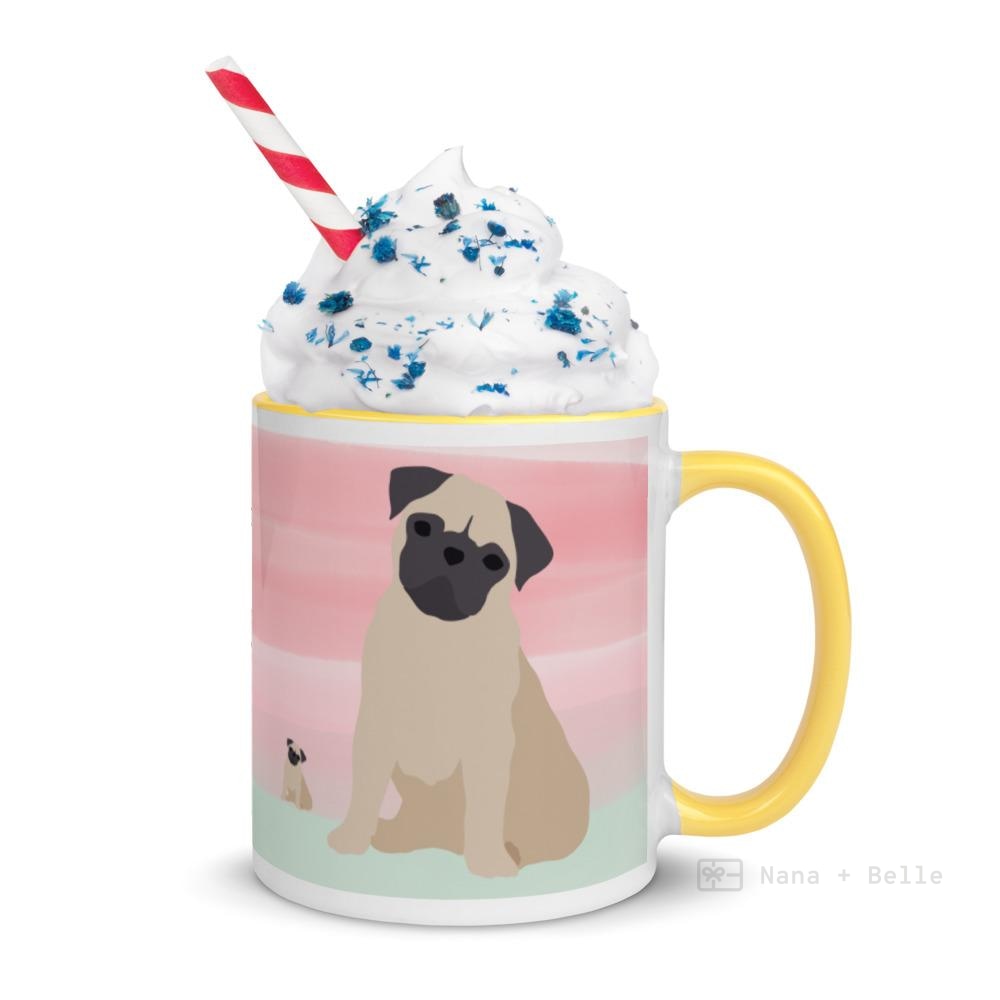 Pug Mug With Color Inside Yellow Mugs