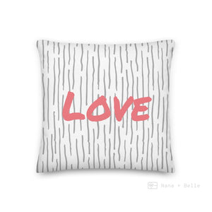 Vertical Grey Line Pattern Love Square Cushion Cushions