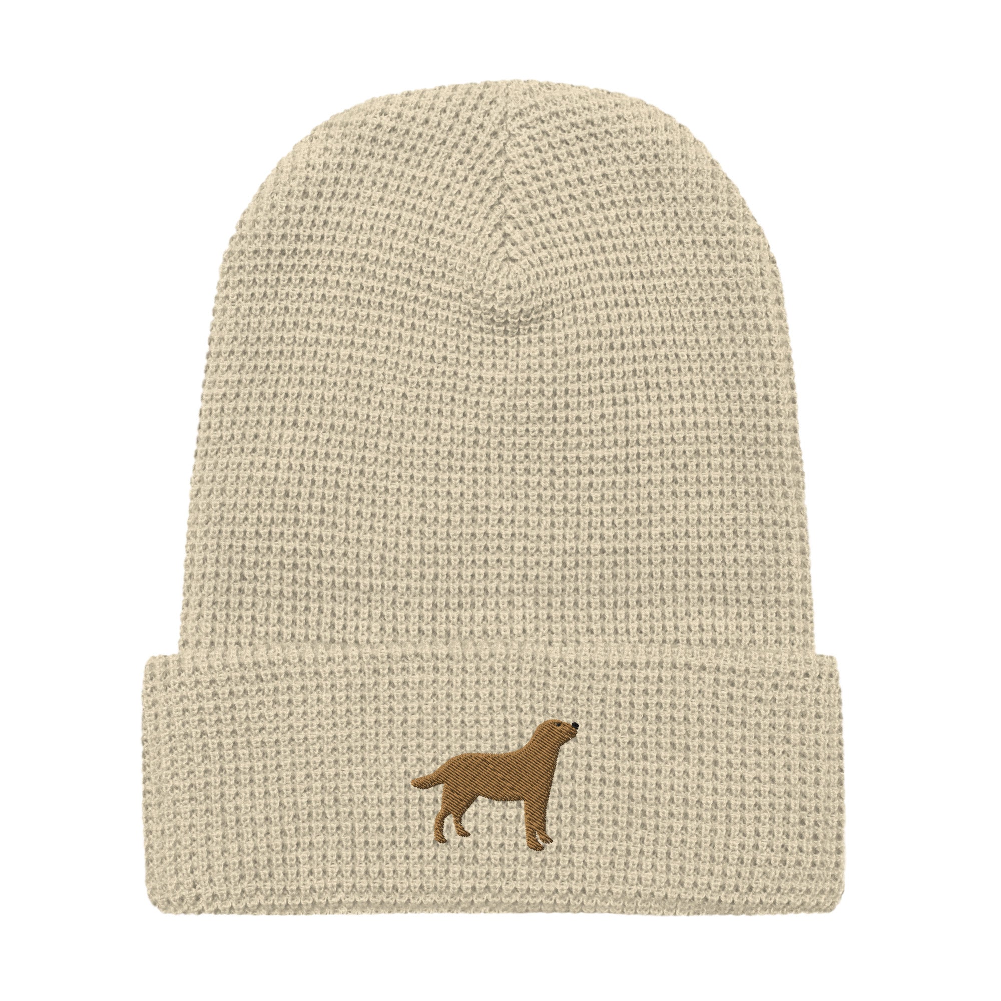 Chocolate Labrador embroidered waffle beanie