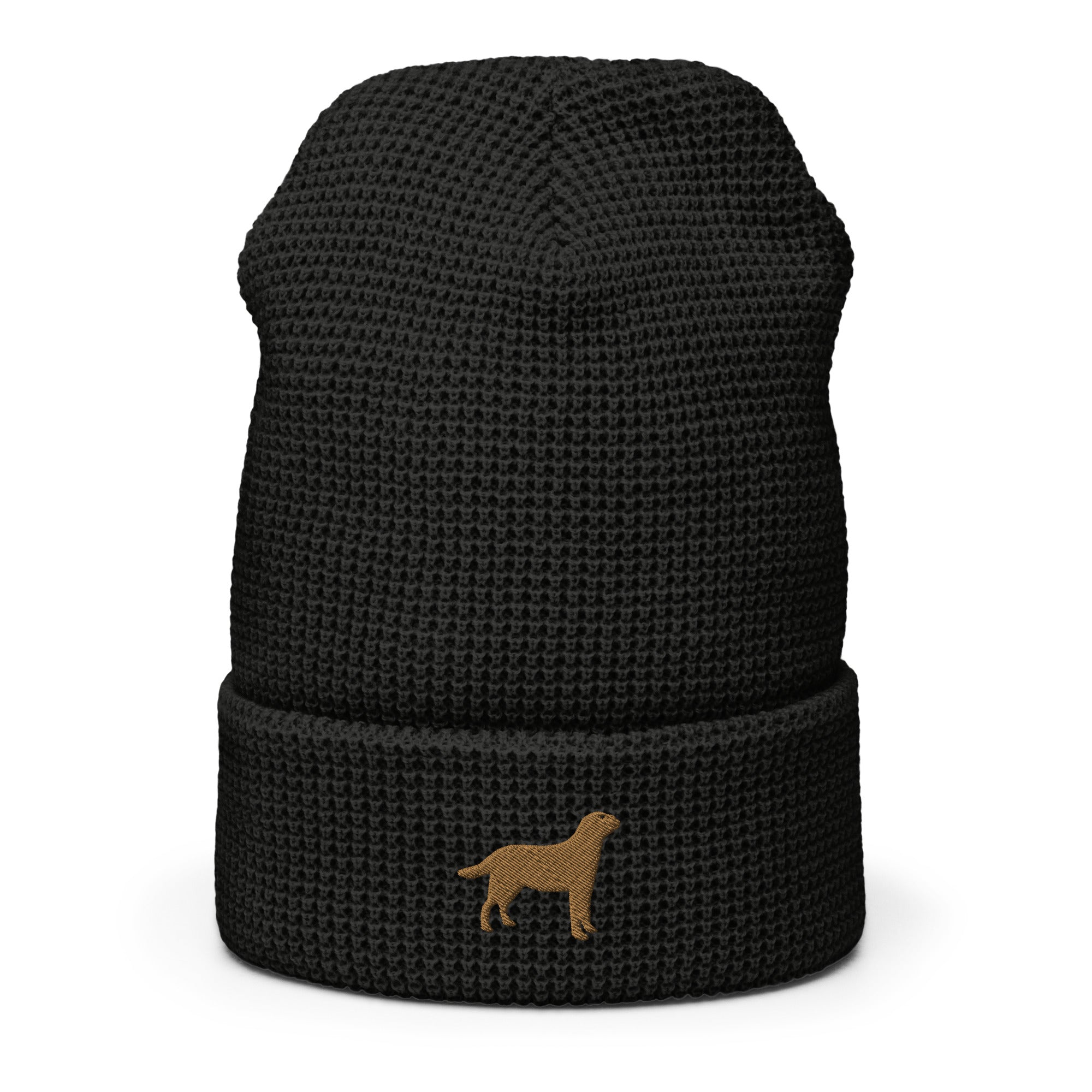 Chocolate Labrador embroidered waffle beanie