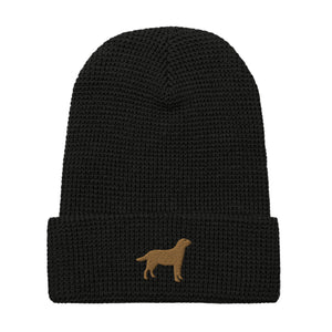 Chocolate Labrador embroidered waffle beanie