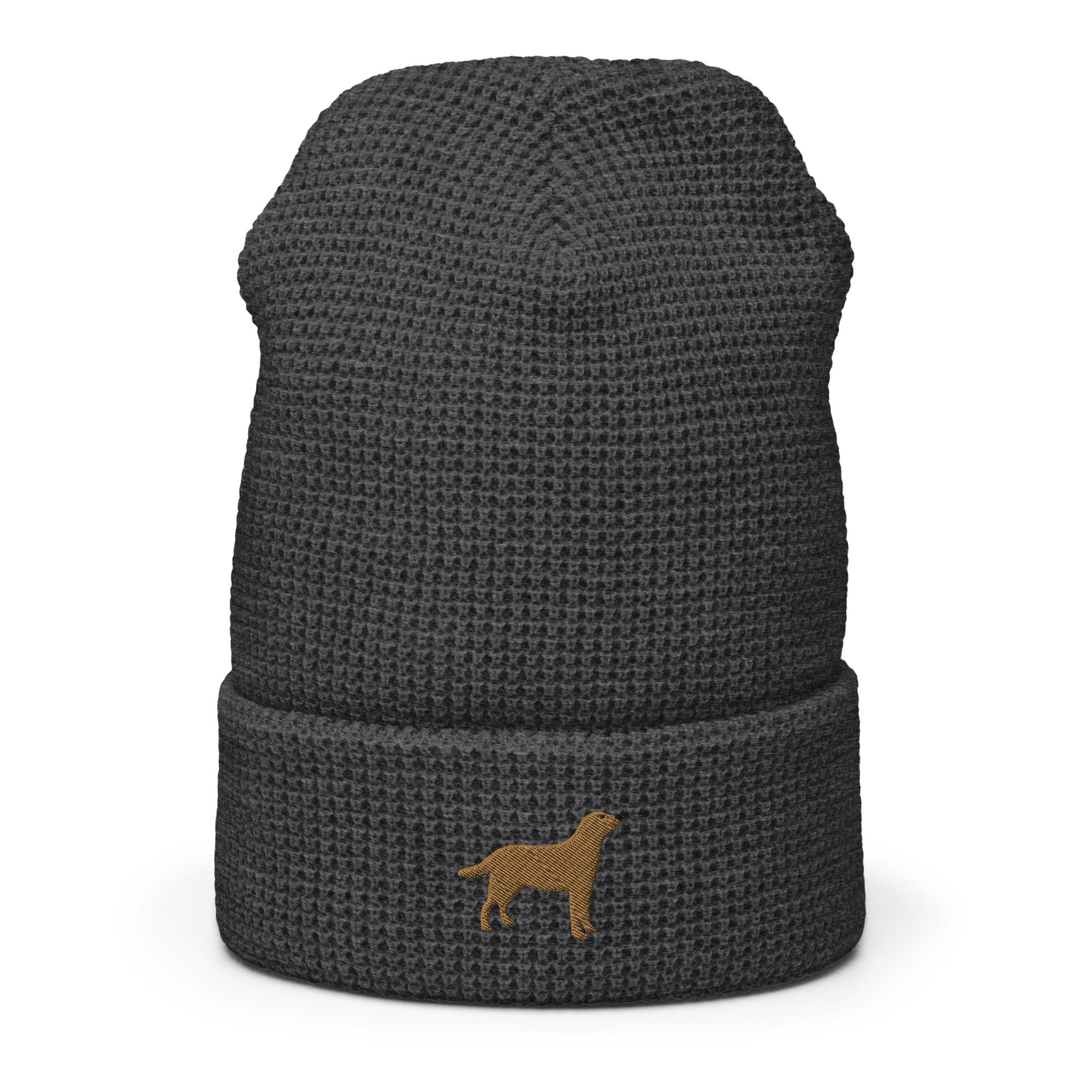 Chocolate Labrador embroidered waffle beanie