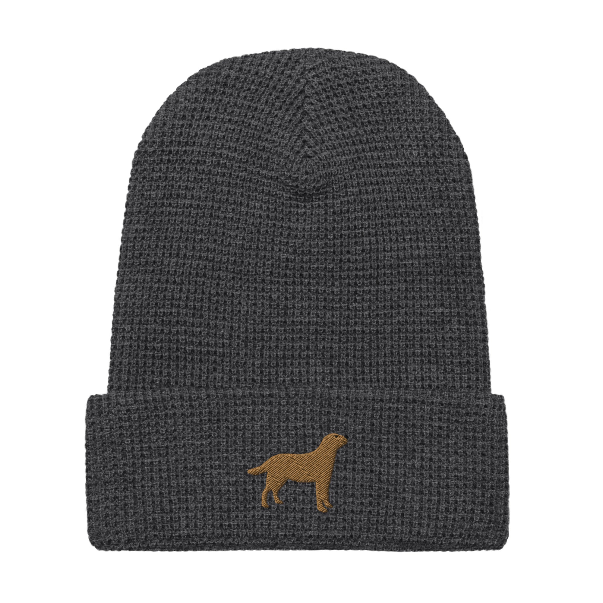 Chocolate Labrador embroidered waffle beanie